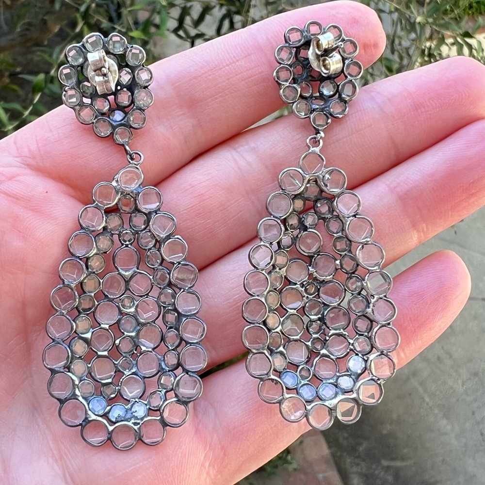 Sterling Silver and White Topaz Earrings - Picture 6 of 6